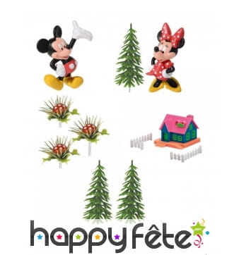 9 figurines Mickey et Minnie pour gâteau