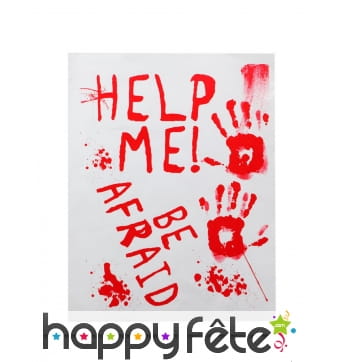 Affiche be afraid avec tâches de sang, 42 x 19 cm