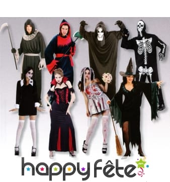 Assortiment de 8 costumes Halloween pour adultes