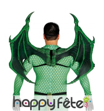 Ailes de dragon rigides effet écailles vertes
