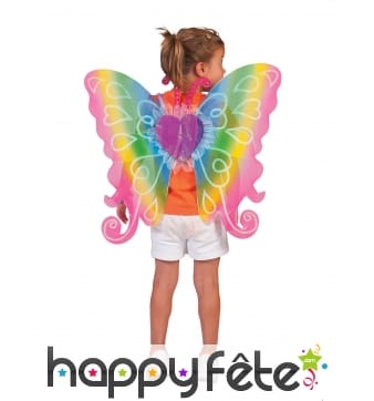 Ailes de papillon multicolore 60x54cm fille