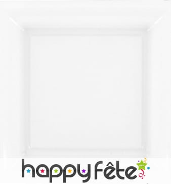 Assiette en plastique carrée blanche