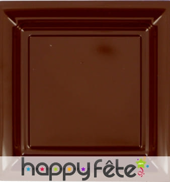 Assiette en plastique carrée chocolat