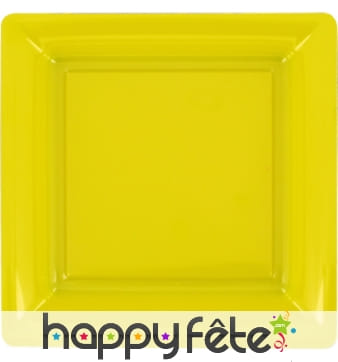 Assiette en plastique carrée jaune