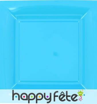 Assiette en plastique carrée lagon