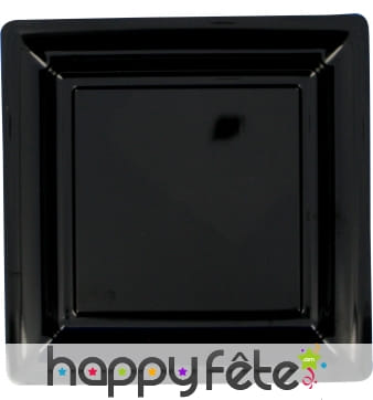 Assiette en plastique carrée noir