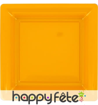 Assiette en plastique carrée orange