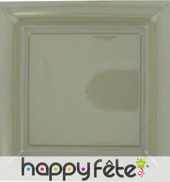 Assiette en plastique carrée taupe