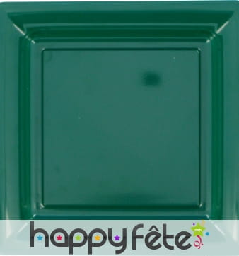 Assiette en plastique carrée vert