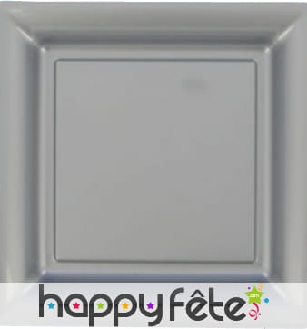Assiettes en plastique carrées grise