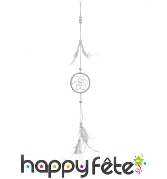 Attrape rêve indien blanc à plumes de 35 cm
