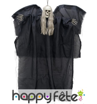 Ange squelette noir lumineux de 110cm