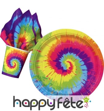 Assiettes tie-dye 70's