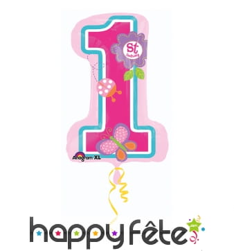 Ballon 1 an fille, rose