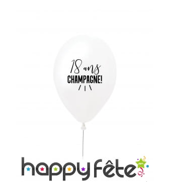 Ballon 18 ans champagne blanc en latex de 27 cm