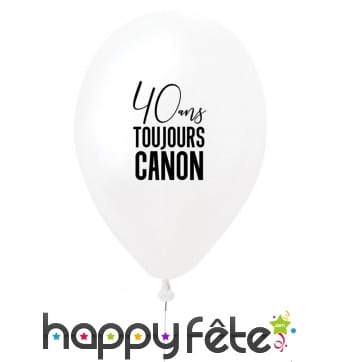 Ballon 40 ans toujours canon blanc en latex, 27 cm