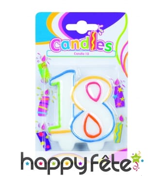 Bougie anniversaire chiffre 18