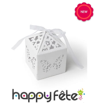 Boite à dragée blanche motif papillon, par 20