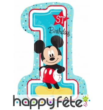 Ballon anniversaire Mickey Mouse chiffre 1 71cm