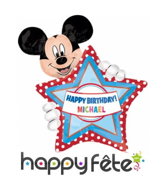 Ballon anniversaire Mickey personnalisable, 76 cm