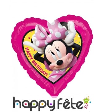 Ballon anniversaire Minnie Mouse coeur de 43 cm