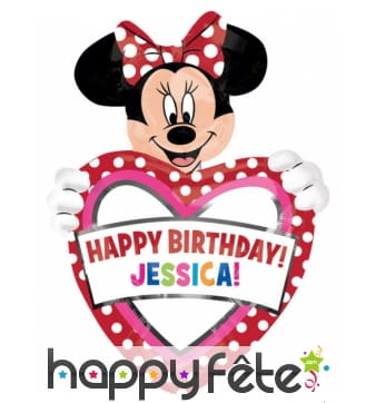 Ballon anniversaire Minnie personnalisable, 83 cm