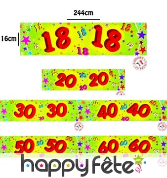 Banderole âge sur fond vert en papier 244cm