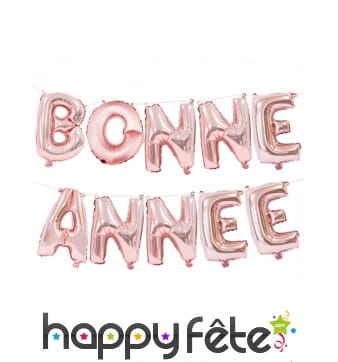 Ballons bonne année en lettres roses dorées, 36 cm