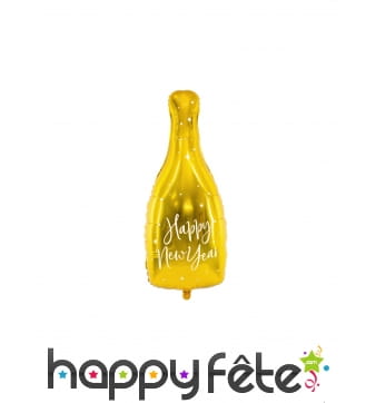 Ballon bouteille de bulles happy new year doré