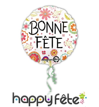 Ballon bonne fête fleuri et rond