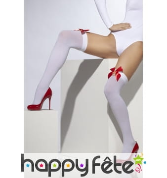 Bas blanc noeud rouge
