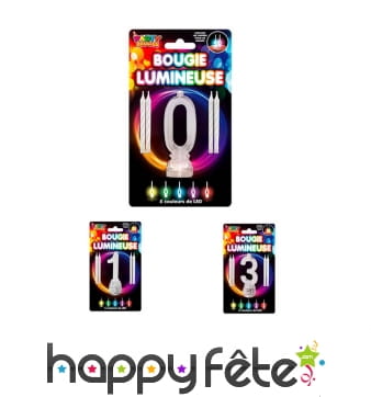 Bougies chiffre 0 lumineux