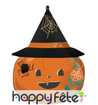 Ballon citrouille avec chapeau, Halloween 66cm
