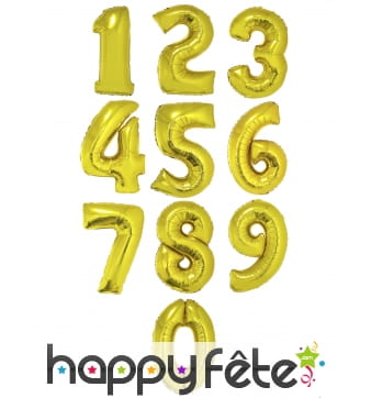 Ballon chiffre doré de 1m