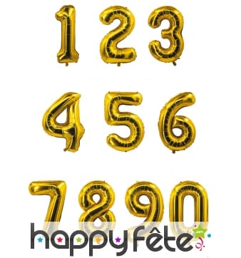 Ballon chiffre doré de 85 cm