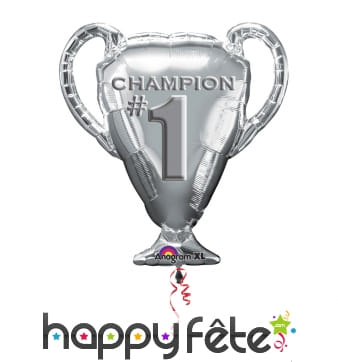 Ballon champion en forme de coupe argentée