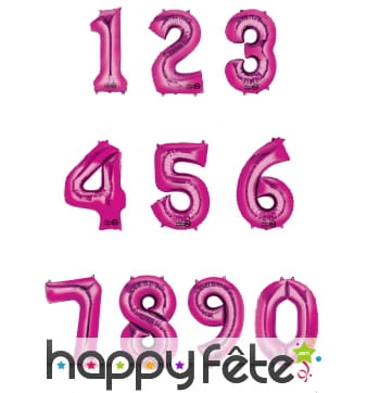 Ballon chiffre fuchsia de 88 cm
