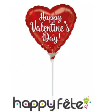 Ballon coeur happy Valentine's day rouge de 23 cm