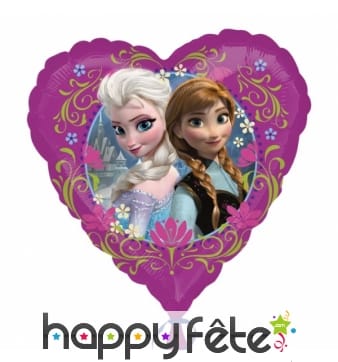 Ballon coeur imprimé de 43cm, La Reine des Neiges