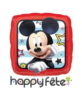 Ballon carré Mickey Mouse rouge de 40 cm