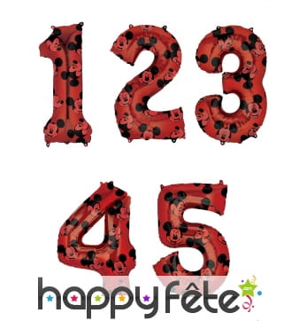 Ballon chiffre Mickey Mouse d'anniversaire, 66 cm