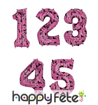 Ballon chiffre Minnie d'anniversaire, 66 cm