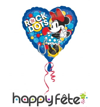 Ballon coeur Minnie the rock dots bleu, 43 cm