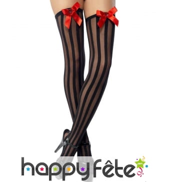 Bas charleston noirs avec noeud rouge