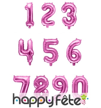 Ballon chiffre rose de 35 cm