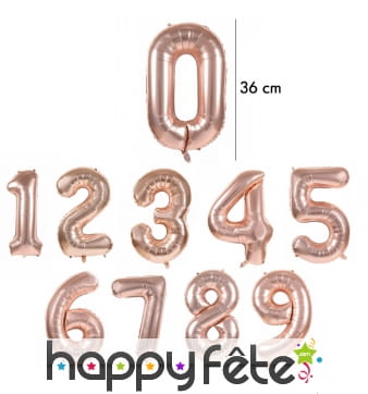 Ballon chiffre rose métallisé, 36 cm