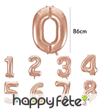 Ballon chiffre rose métallisé de 86cm