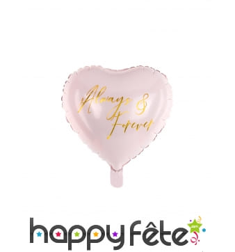 Ballon coeur rose always & forever de 45 cm