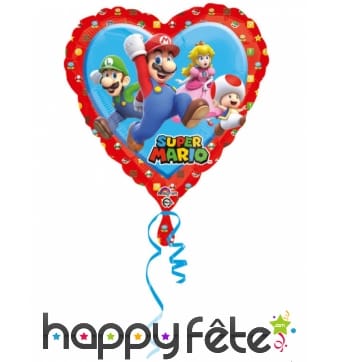 Ballon coeur Super Mario et ses amis de 43 cm