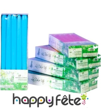 Boite de 10 bougies turquoise